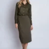 Camisa feminina de puro linho Militar